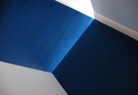 Blue carpet and white walls