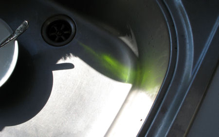 Green light in the sink